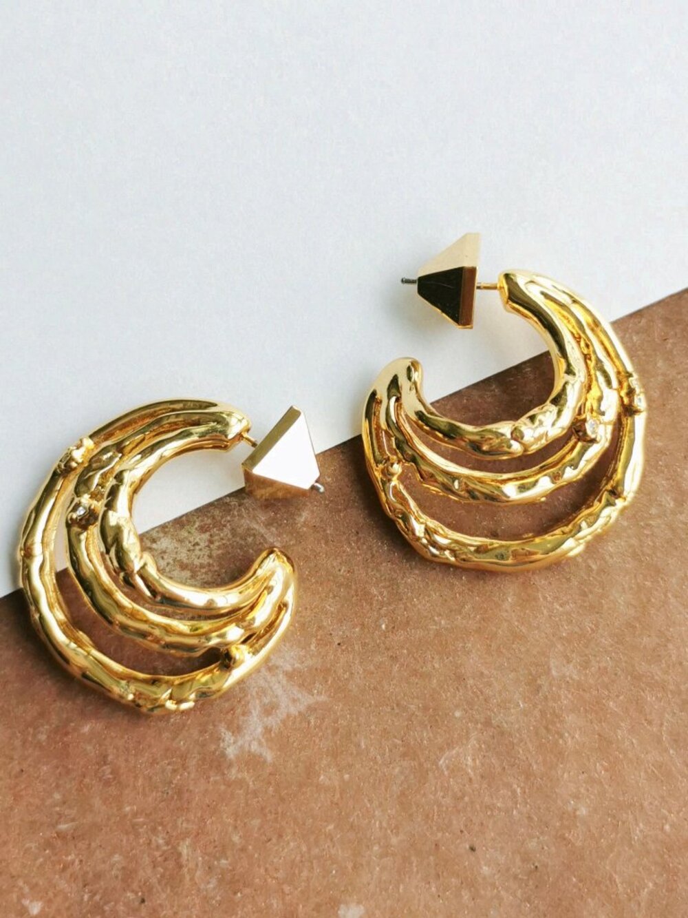 Alexis Bittar Brut Crystal Thorn Orbit Hoop Earrings Gold - Picture 3 of 4